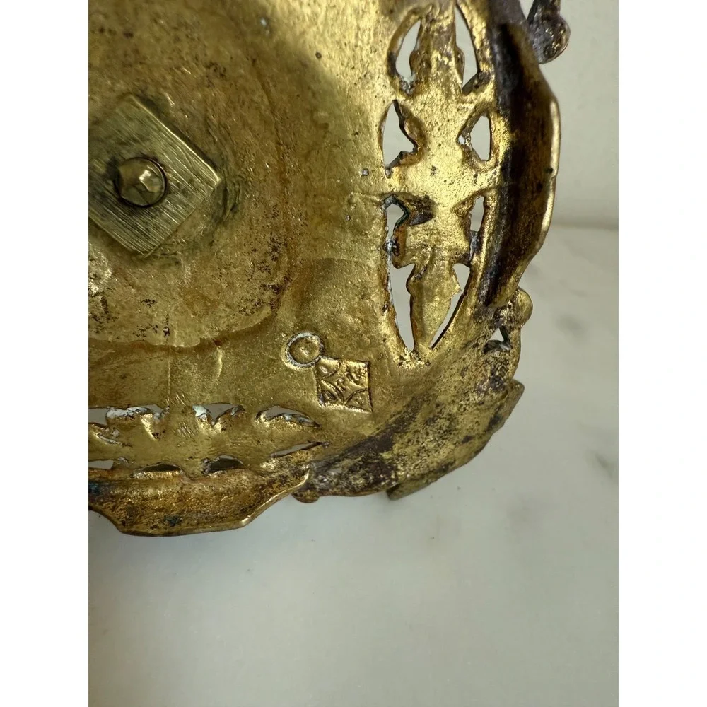 Antique Set Of Two English Aesthetic Movement Brass Candlesticks Ornate 5.5